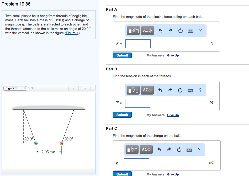 Solved Two small plastic balls hang from threads of