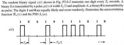 Solved: The Random Binary Signal X (t) Shown In Fig. P3.8 ...