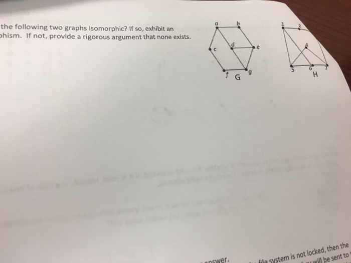 Solved Are The Following Teo Graphs Isomorphic If So Chegg