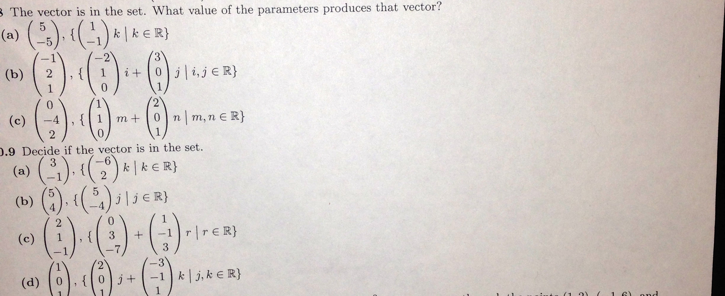 Solved The vector is in the set. What value of the | Chegg.com