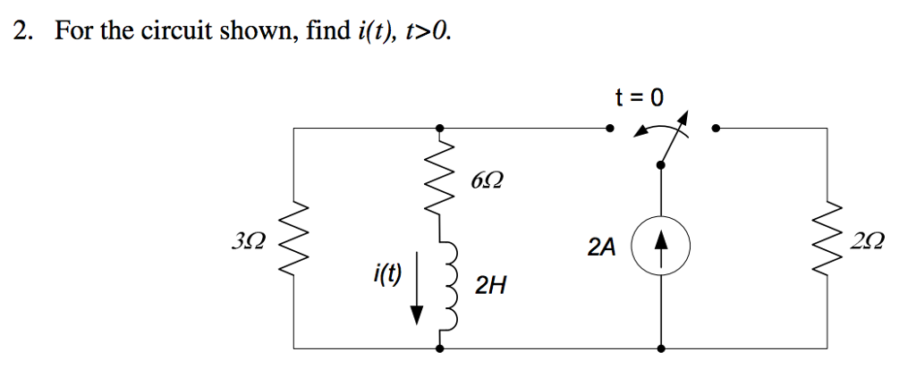 Solved For The Circuit Shown, Find I(t), T>0. 