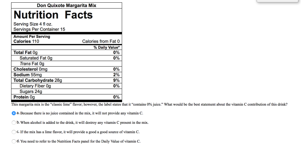 Solved This margarita mix is the “classic lime” flavor;