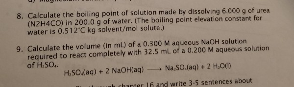 Solved 8. Calculate the boiling point of solution made by | Chegg.com