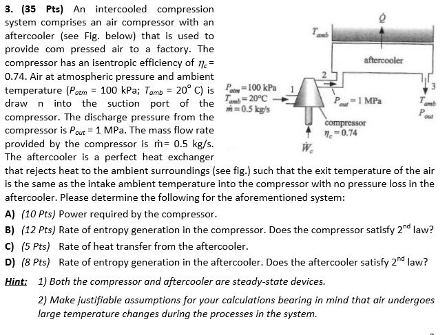 Intercooled Compression Solved An intercooled compression system comprises an air | Chegg.com