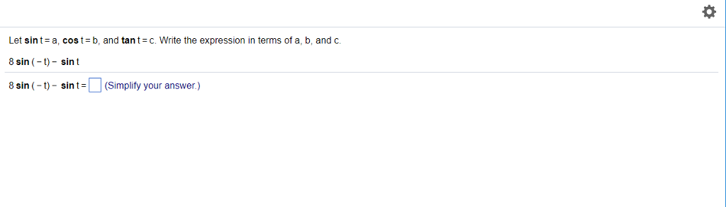 Solved Let sint-a, cost-b, and tant C. Write the expression | Chegg.com