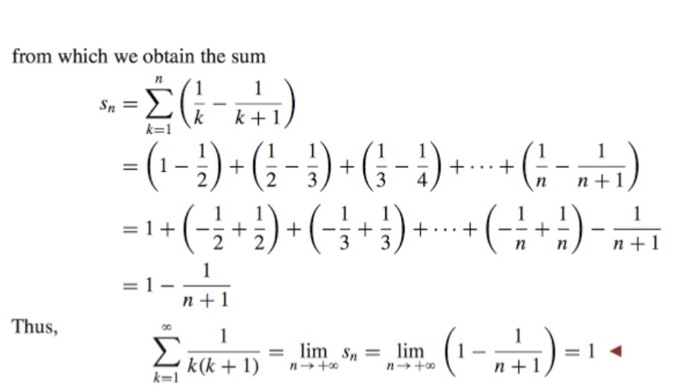 Solved I don't understand where 1/k - 1/k+1 comes from why | Chegg.com