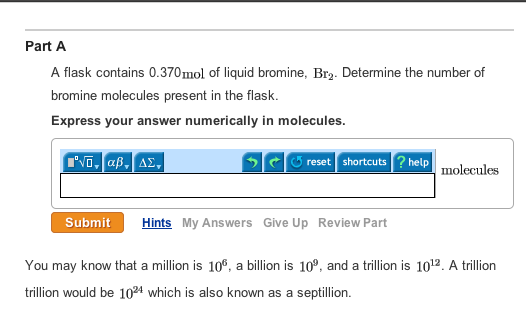 Solved A flask contains 0.370mol of liquid bromine, Br2. | Chegg.com