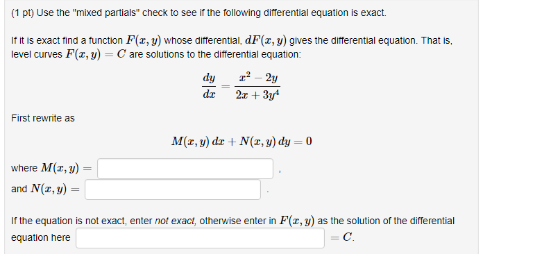 Solved (1 pt) Use the 
