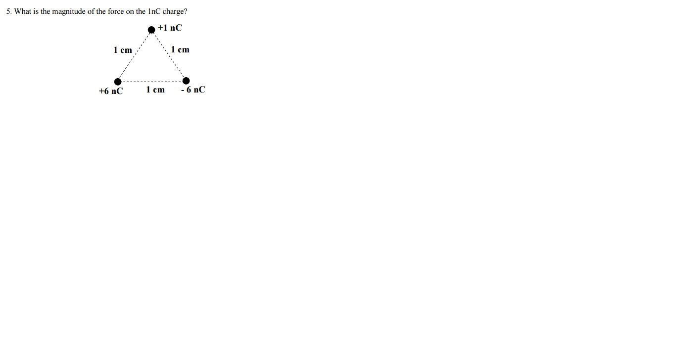 Solved What is the magnitude of the force on the 1nC charge? | Chegg.com