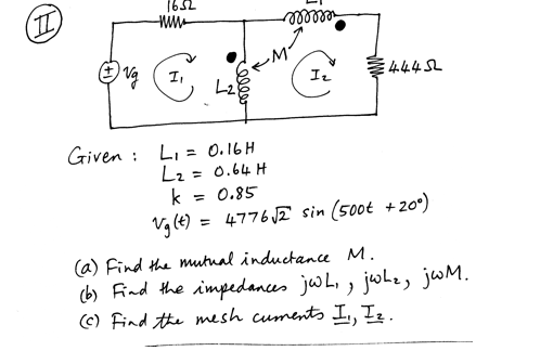 Solved A) Find The Mutual Inductance M B) Find The | Chegg.com