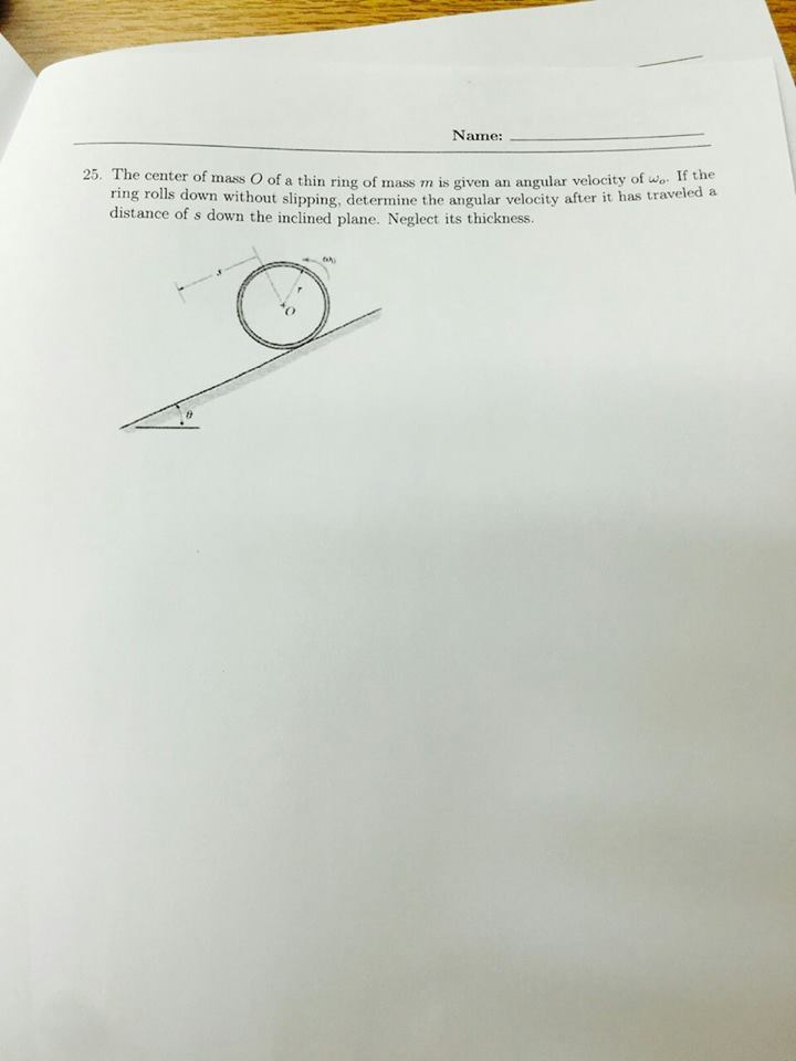 25. The center of mass O of a thin ring of mass m is | Chegg.com