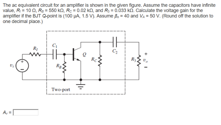 Solved The ac equivalent circuit for an amplifter is shown | Chegg.com