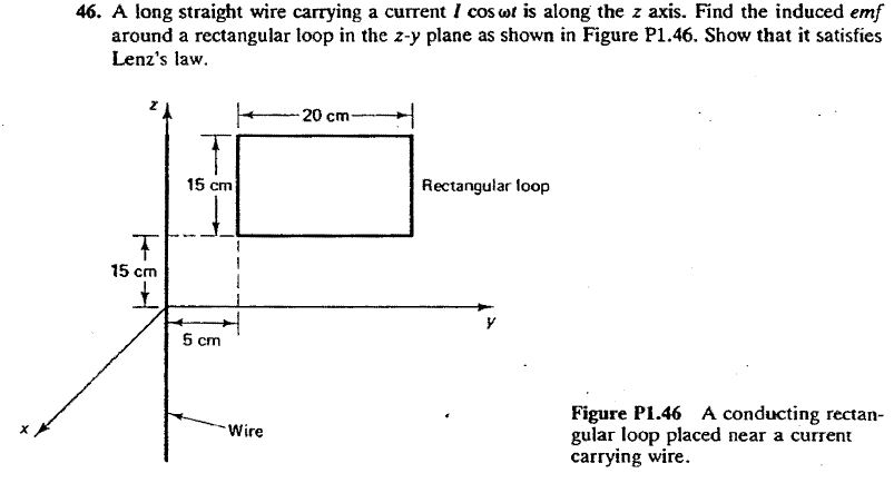 Solved 46. A long straight wire carrying a current l cos is | Chegg.com