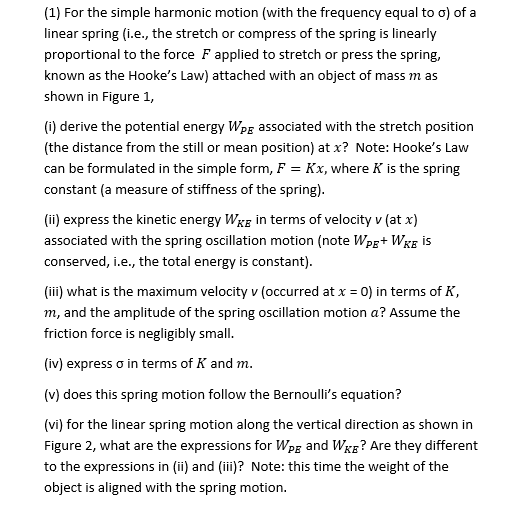 Solved For the simple harmonic motion (with the frequency | Chegg.com