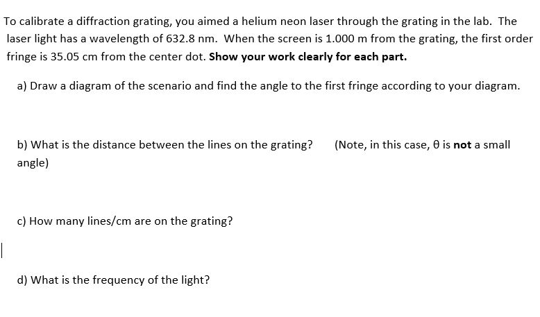 laser diffraction grating lab