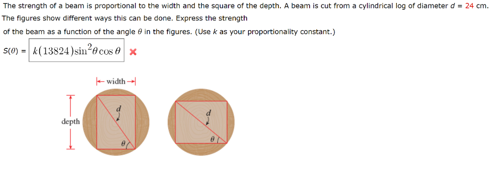 Solved The Strength Of A Beam Is Proportional To The Width | Chegg.com