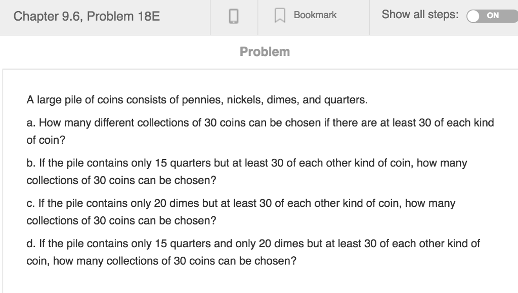 Solved Chapter 9.6, Problem 18E Bookmark Show all steps: ON | Chegg.com