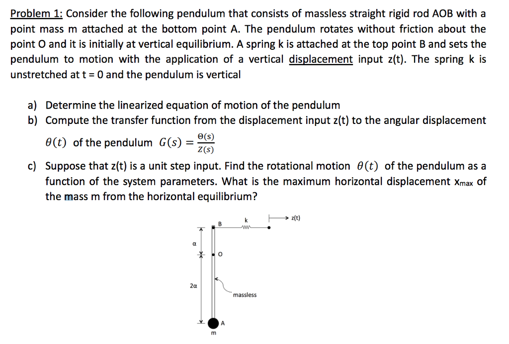 Solved Problem 1 Consider The Following Pendulum That | Chegg.com