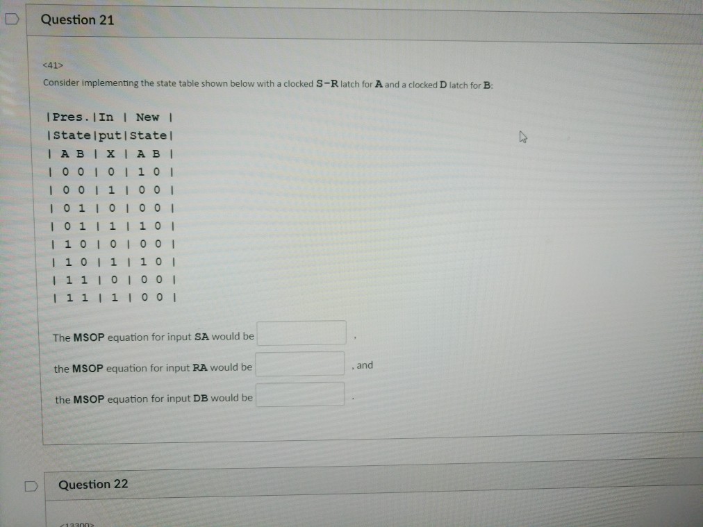 Solved Consider implementing the state table shown below | Chegg.com