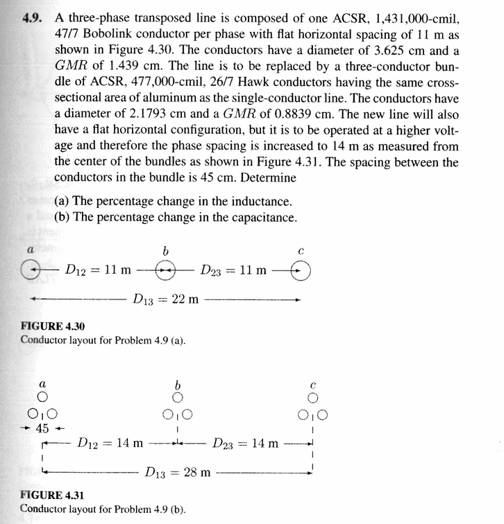 Solved A three-phase transposed line is composed of one | Chegg.com