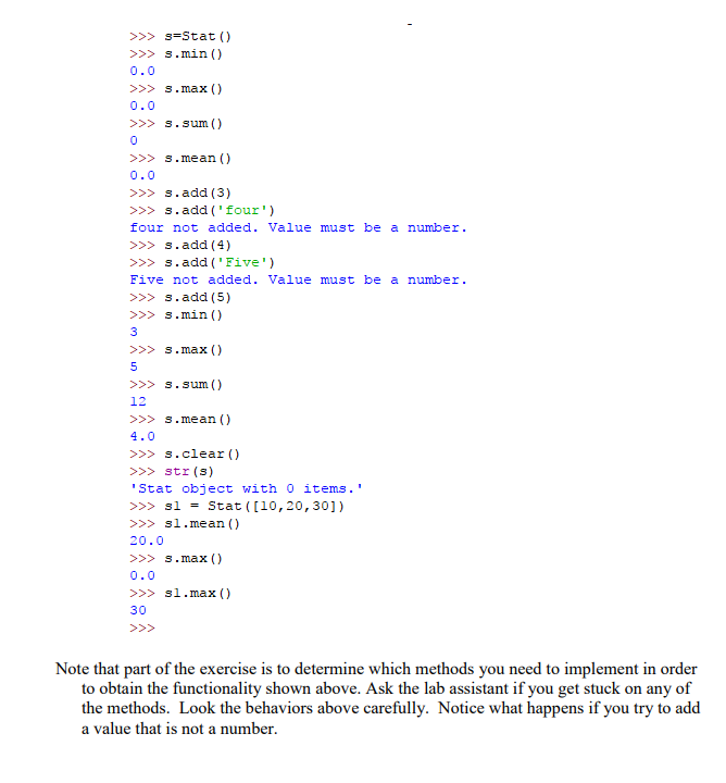 Solved Implement a container class Stat that is a subclass | Chegg.com