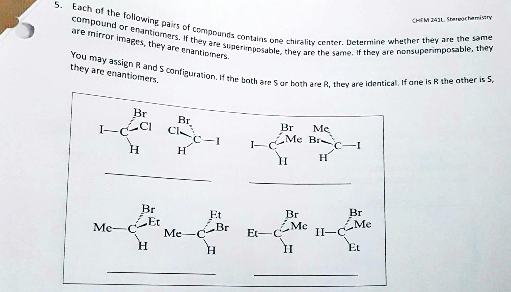 Solved Each of the following pairs of compounds contains one | Chegg.com