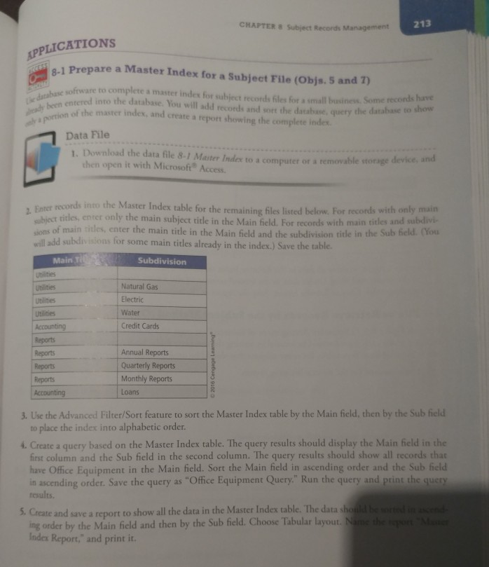 CHAPTER & Subject Records Management 213 APPLICATIONS