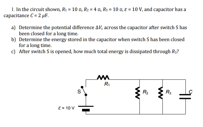 Solved In the circuit shown, R_1 = 10 ohm, R_2 = 4 ohm, R_3 | Chegg.com