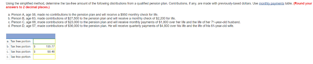 Solved Using The Simplified Method, Determine The Tax-free | Chegg.com