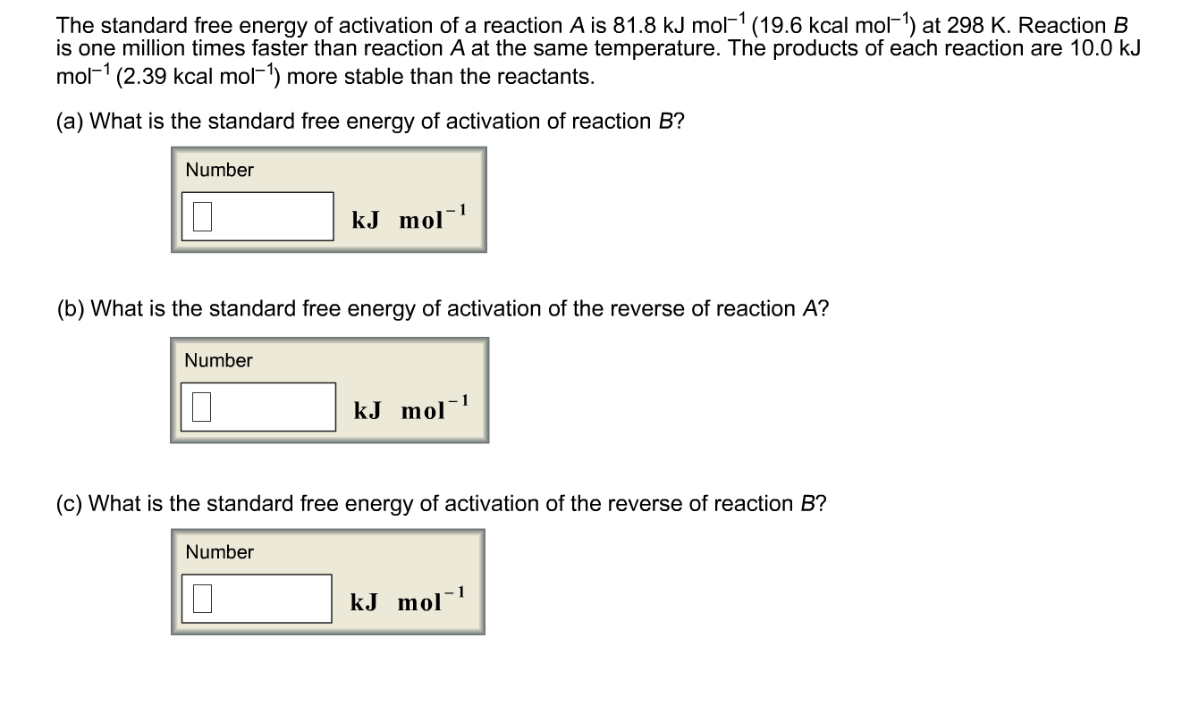 Solved The standard free energy of activation of a reaction
