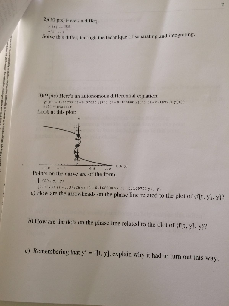 Solved Differential Equation Worksheet I Need Help Chegg
