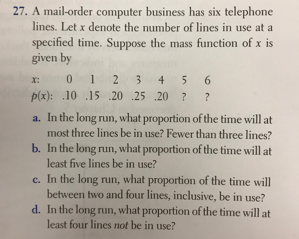 Solved 27 A Mail order Computer Business Has Six Telephone Chegg