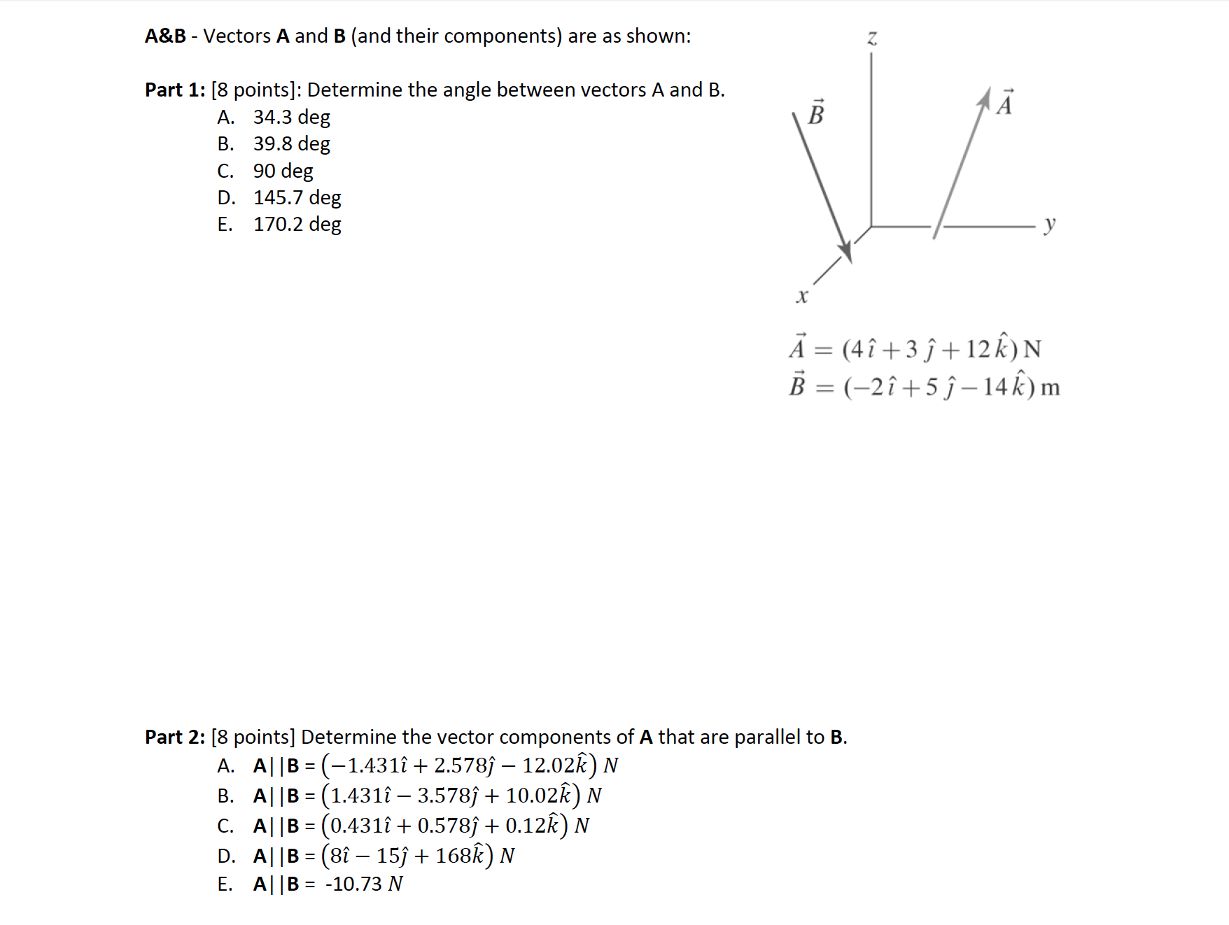 Solved A&B - Vectors A And B (and Their Components) Are As | Chegg.com