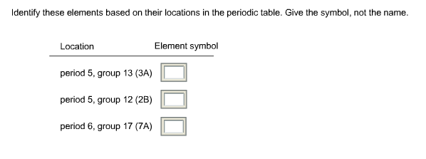 Solved Identify these elements based on their locations in | Chegg.com