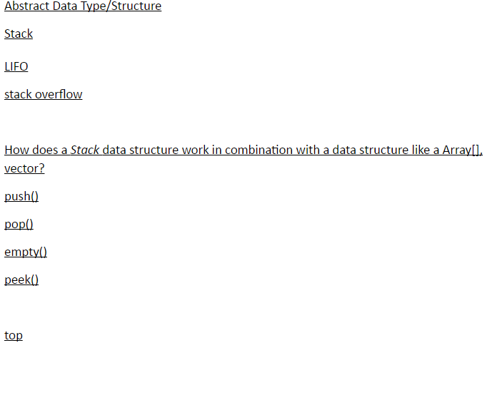 Solved Abstract Data Type/Structure Stack LIFO stack | Chegg.com