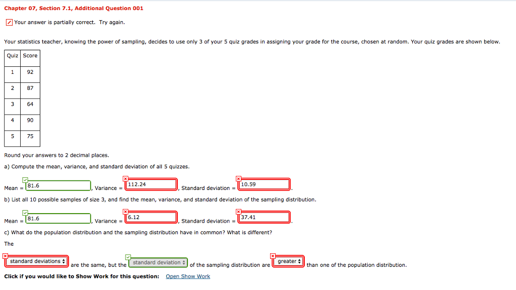 ap statistics 7.1 homework answers