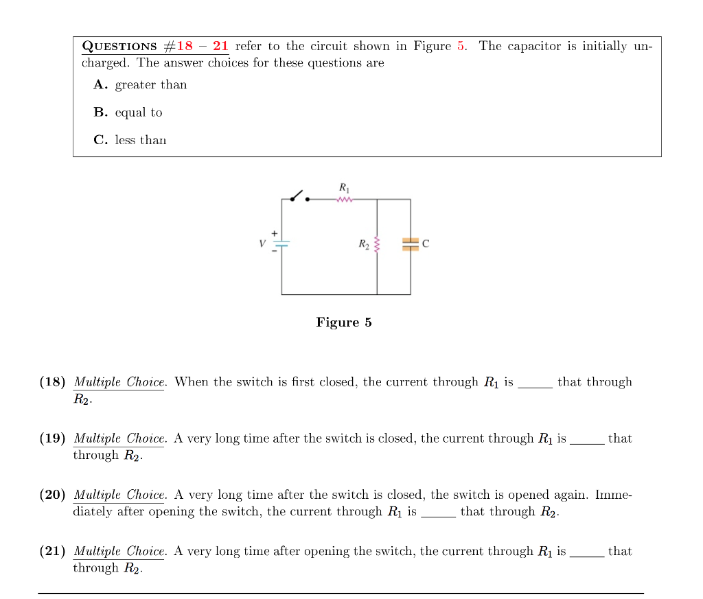 Solved QUESTIONS #18-21 refer to the circuit shown in Figure | Chegg.com