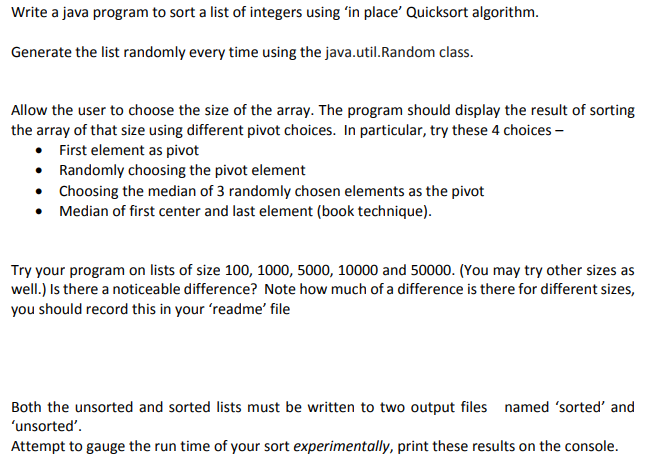 Solved Write A Java Program To Sort A List Of Integers Using Chegg