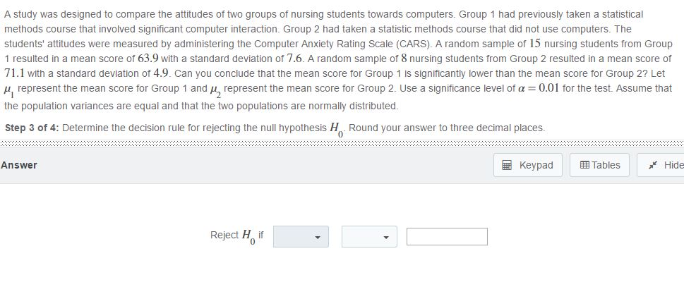 Solved A study was designed to compare the attitudes of two | Chegg.com