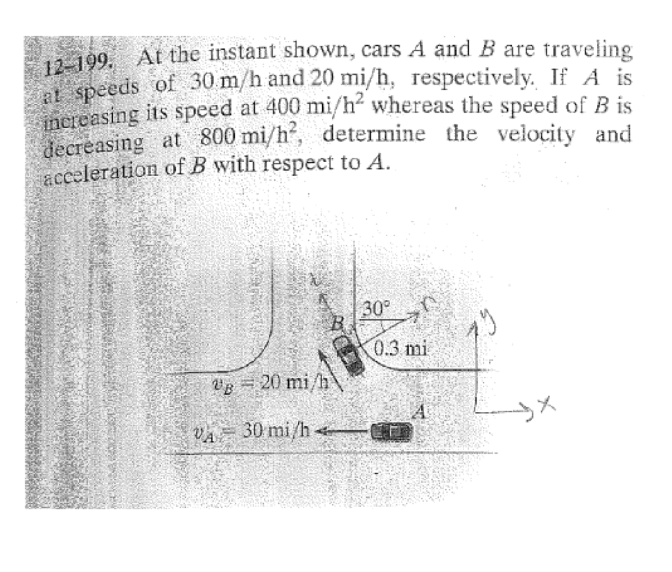 Solved At the instant shown, cars A and B are traveling at | Chegg.com