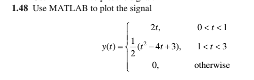 Solved Use MATLAB to plot the signal y(t) = {2t 0