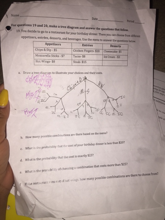 For questions 19 and 20, make a tree diagram and
