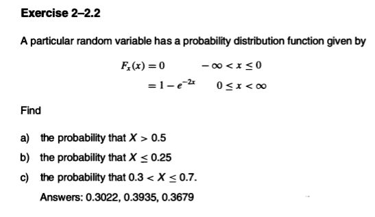 Solved Exercise 2-2.2 A particular random variable has a | Chegg.com