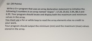 Solved Write a C++ program that uses an array declaration | Chegg.com