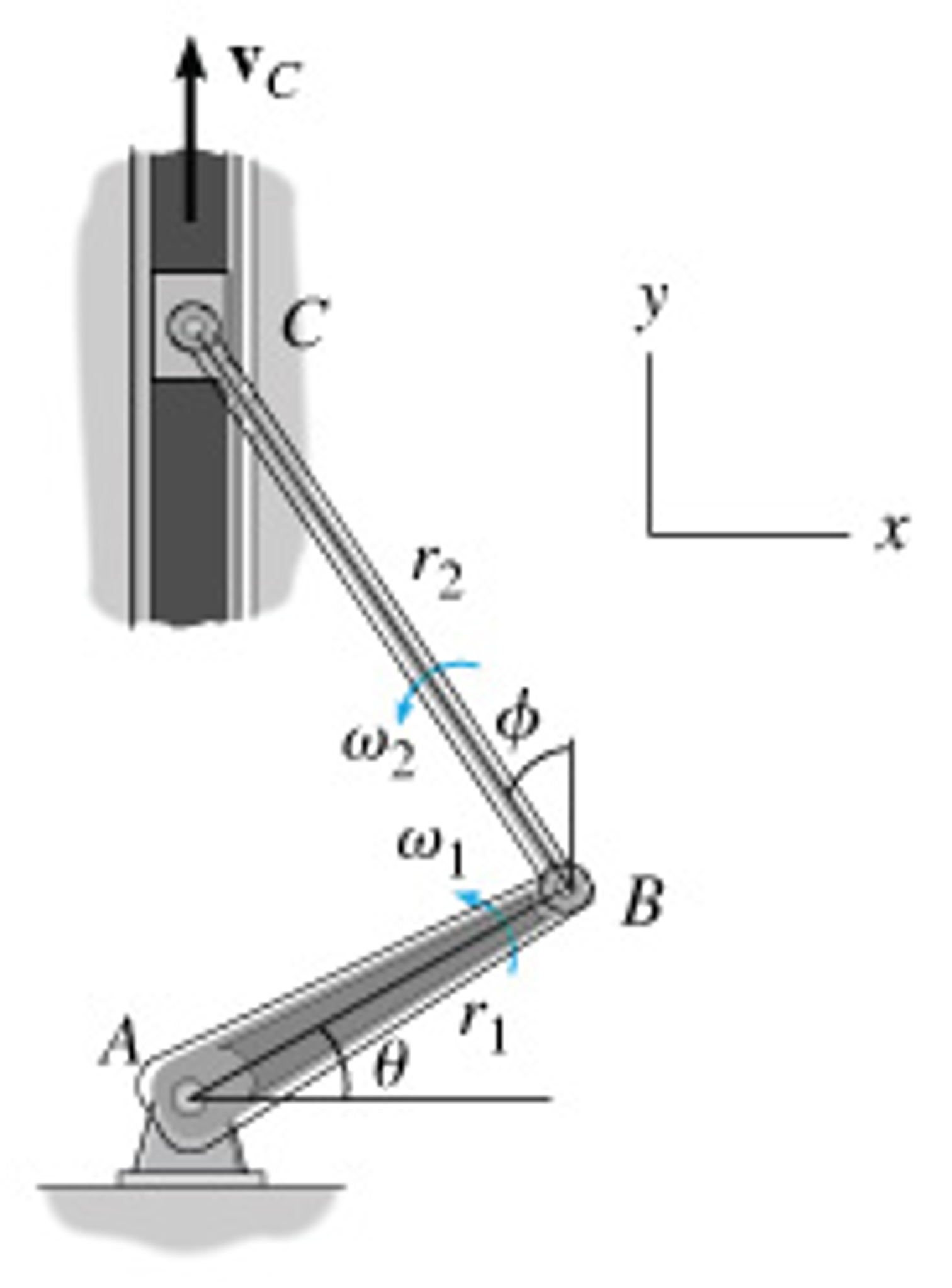 Solved The velocity of the piston is vC=70.0 in/s j the