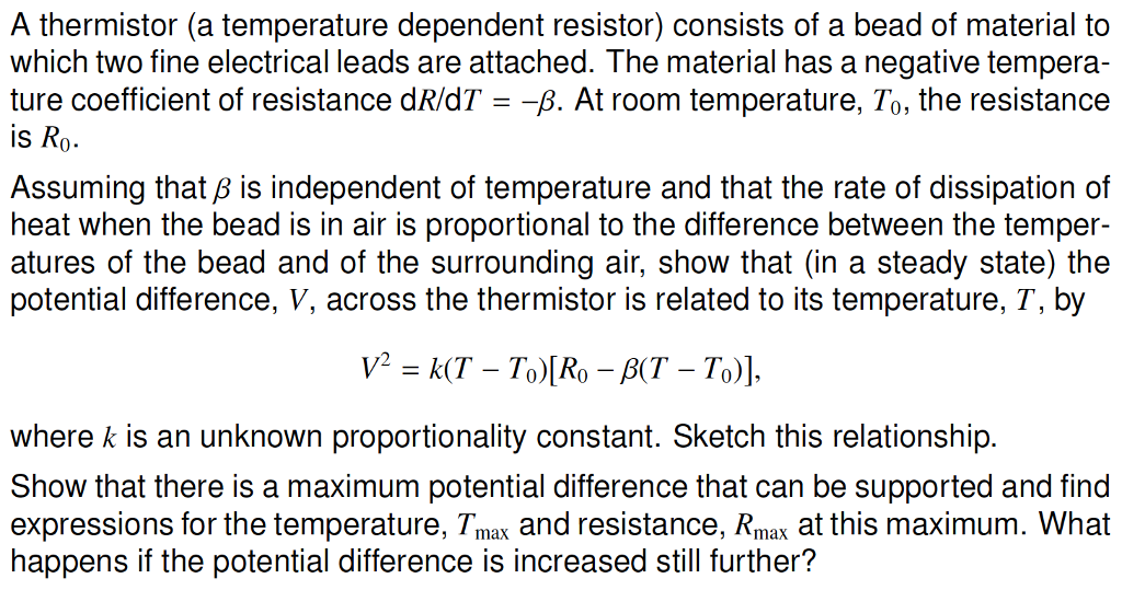 Solved A Thermistor (a Temperature Dependent Resistor) | Chegg.com