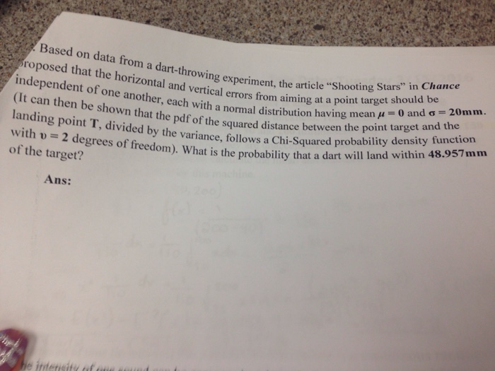 Solved Based on data from a dartthrowing experiment, the