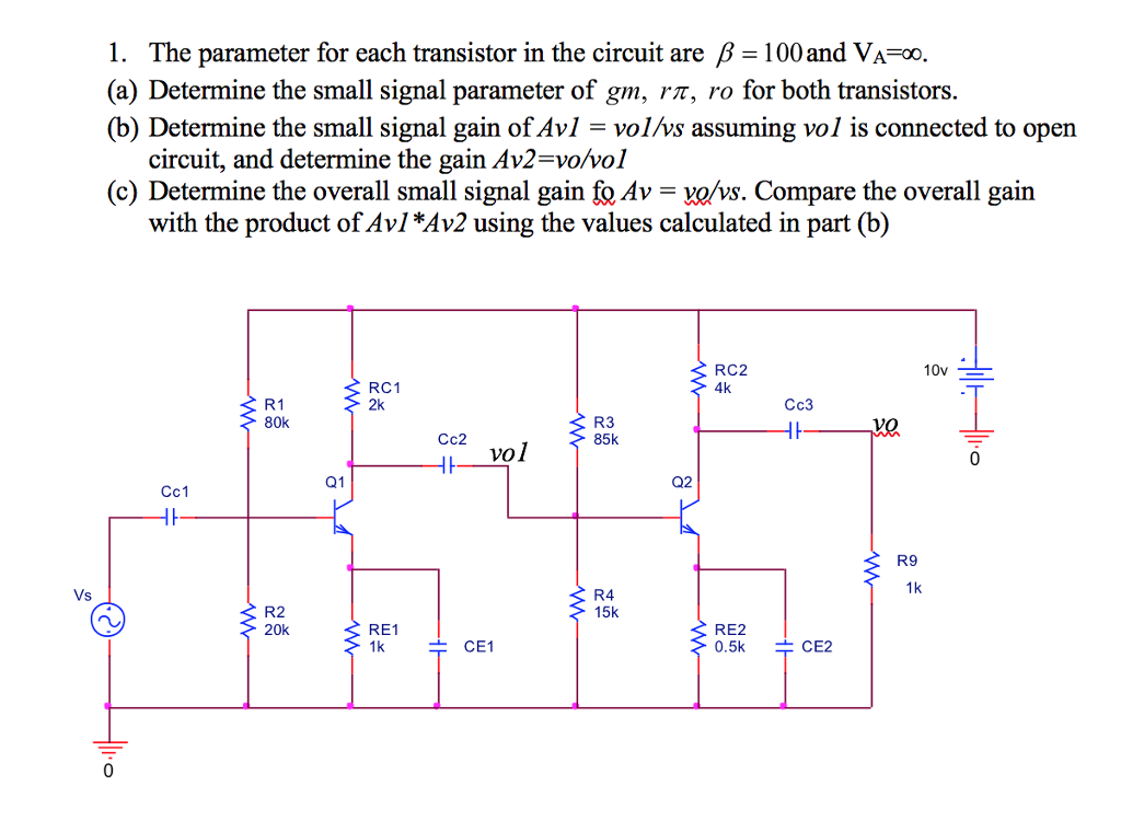 Solved I. The parameter for each transistor in the circuit