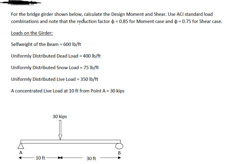 Solved For the bridge girder shown below, calculate the | Chegg.com
