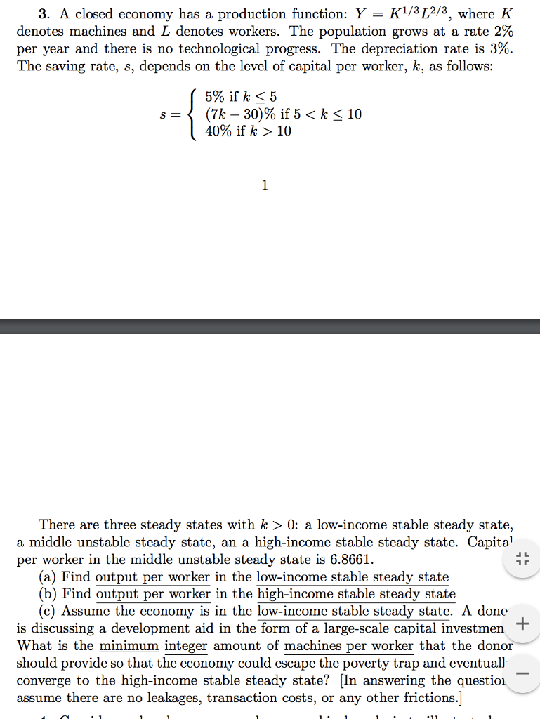 Solved 3. A Closed Economy Has A Production Function: Y | Chegg.com